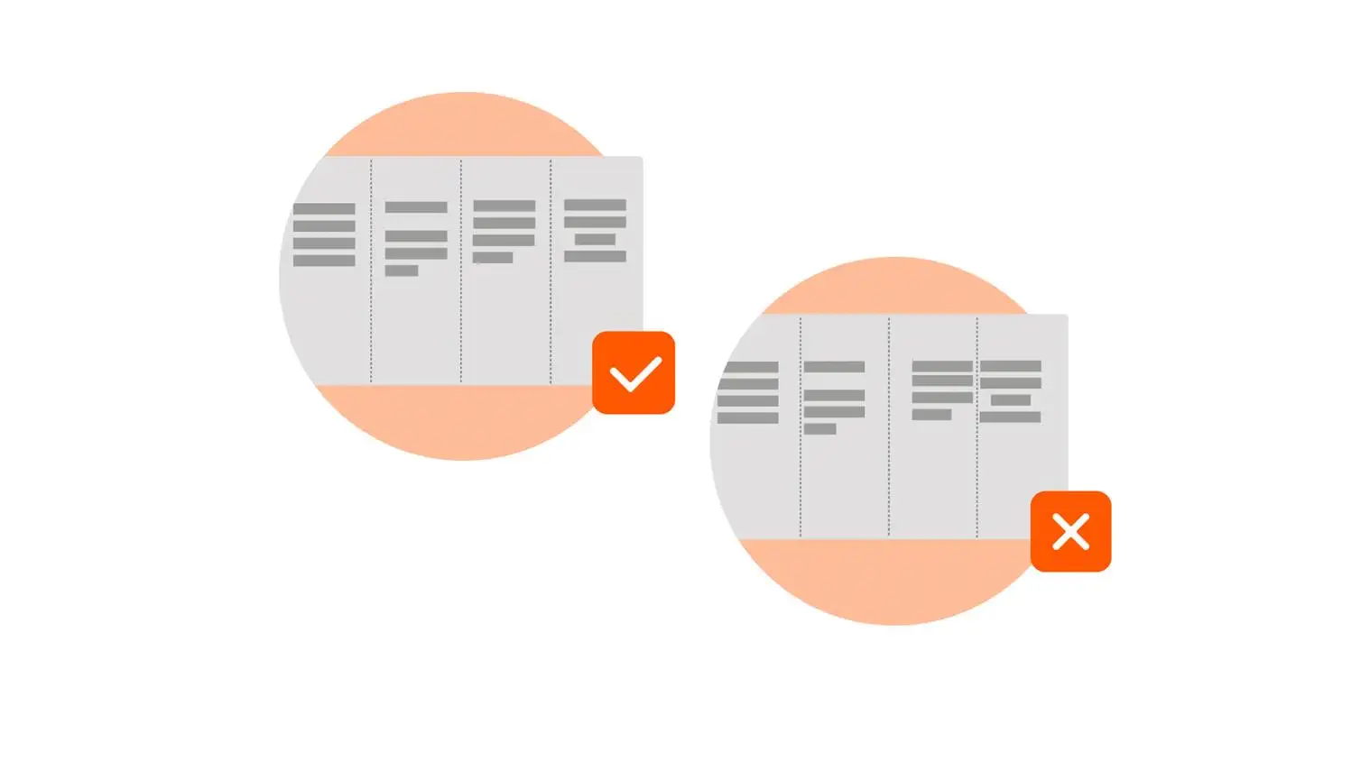 Les éléments de conception et de mise en page ne sont pas orientés au centre entre les pliures.