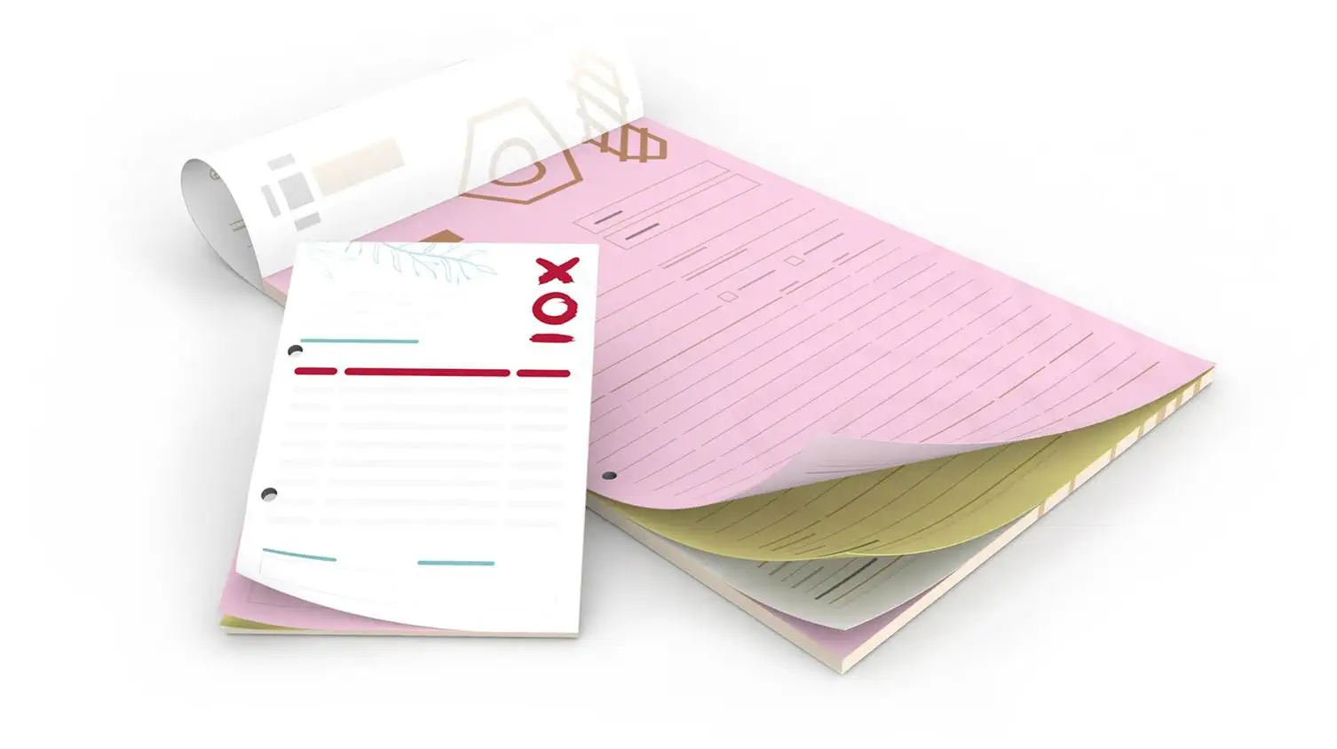 Carnets autocopiants collés