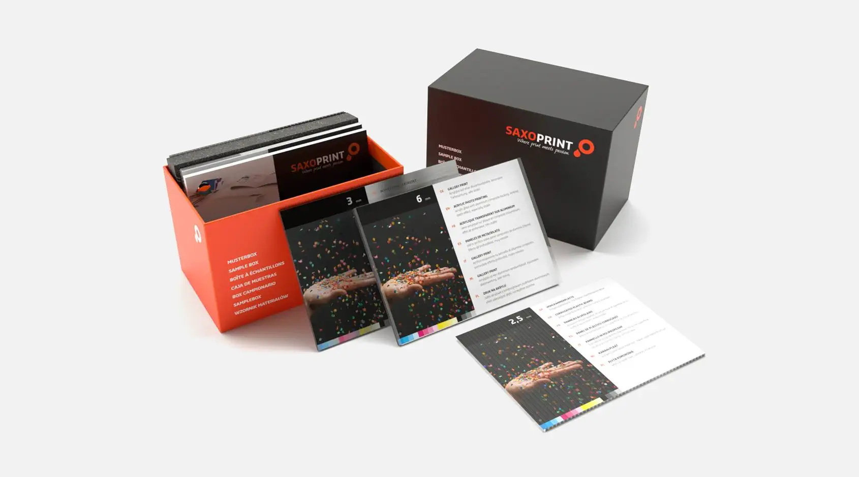 Boîte et brochure d'échantillons